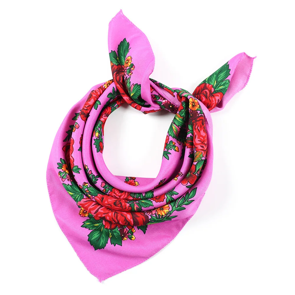 70*70cm Russische Quadrat Schal Frauen Luxus Floral Print Bandana Kopf Wraps Taschentuch Babuschka Stirnband Schals – Detail 21