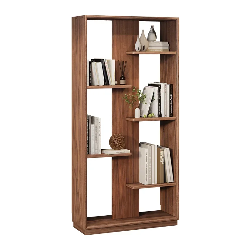 

Mahogany combination bookcase glass dustproof floor-to-ceiling all solid wood display cabinet storage living room log bookshelf