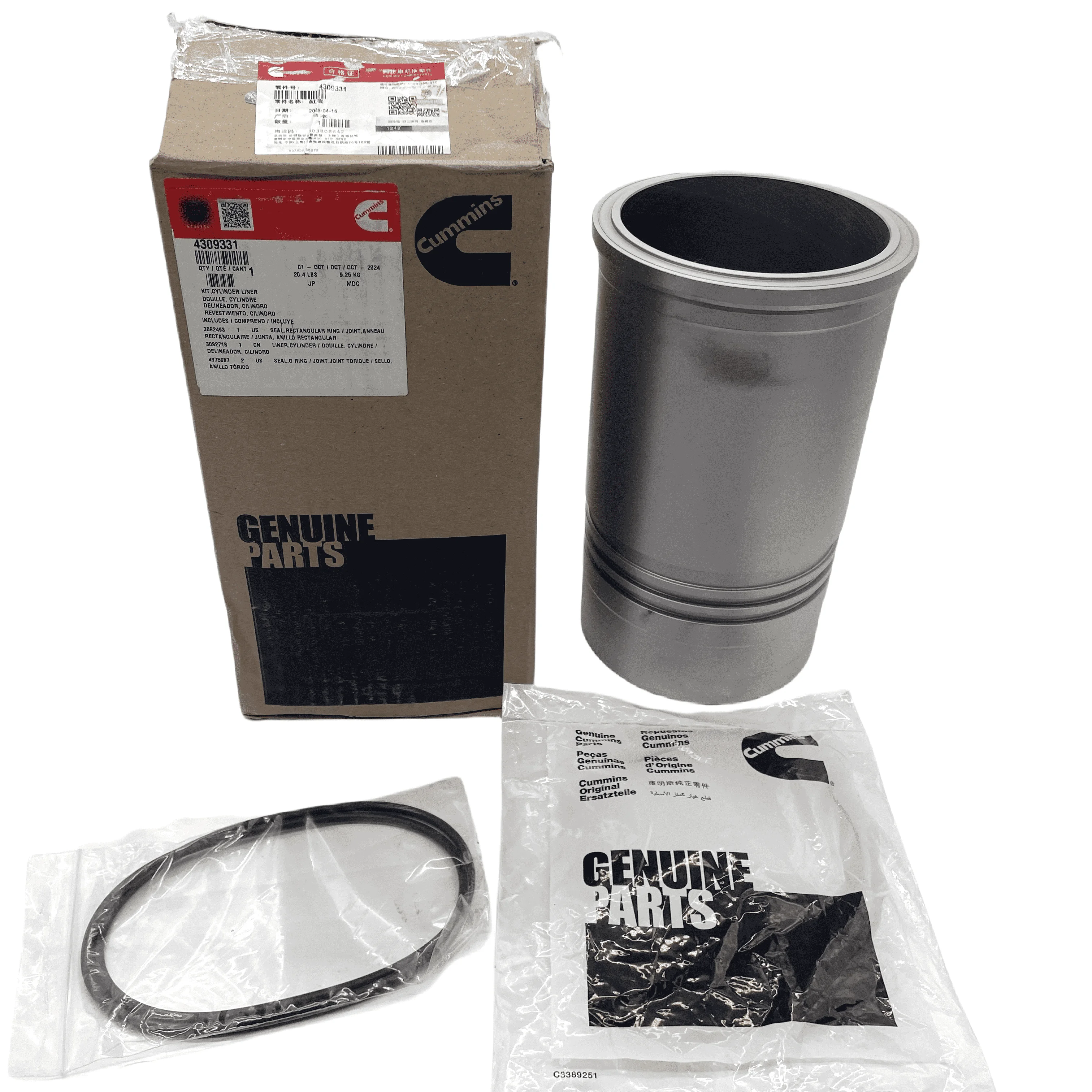 QST30 Engine For Cummins Engine Parts Cylinder Liner Steel Material 4309331