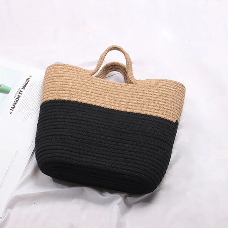 Simple Style Large Capacity Shoulder Bags For Women Weaving Cotton Handbag Totes Travel Bag Shopping Pack bolsa feminina