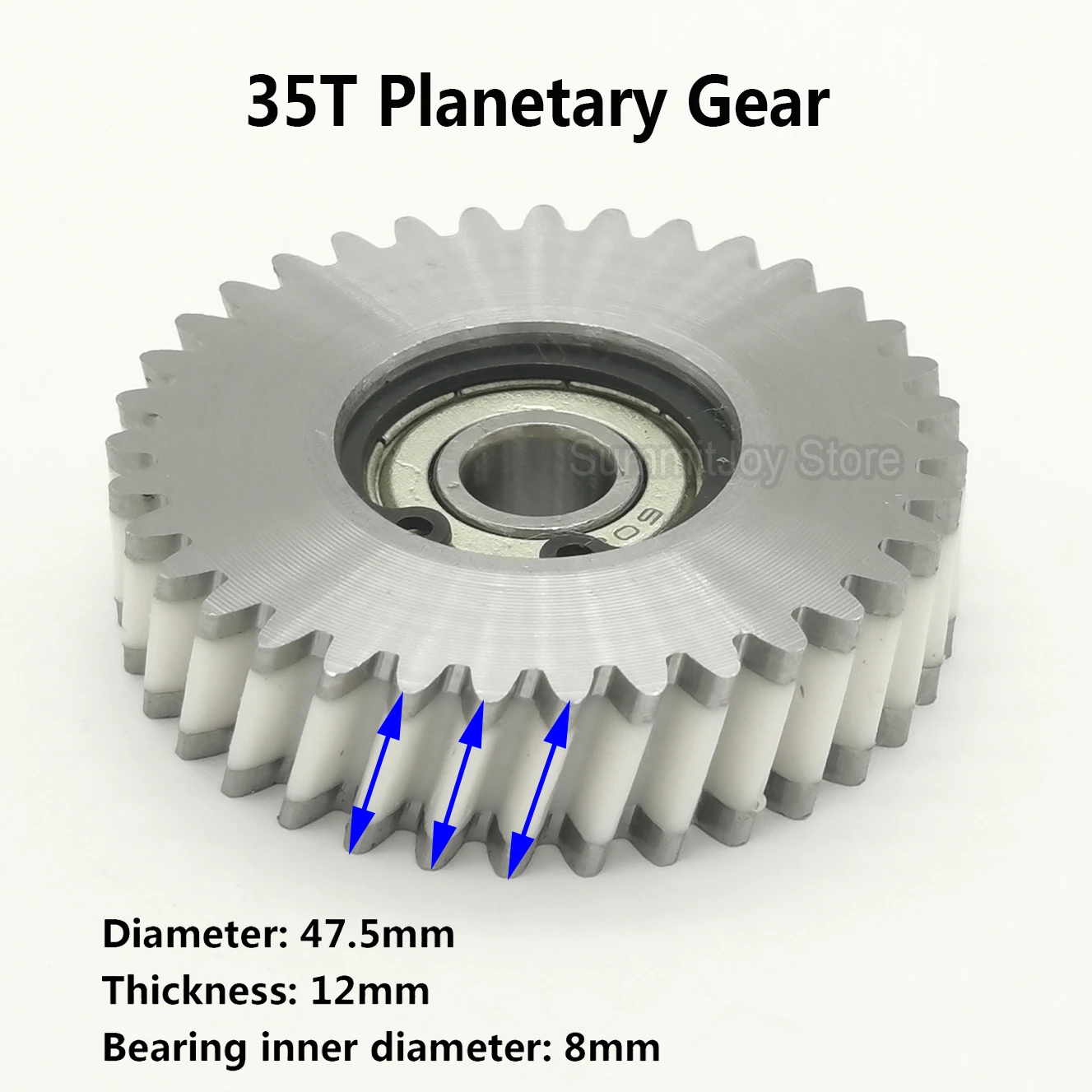 3pcs E-bike 35T 47.5x12mm Oblique Planetary Gear With 8mm Bearings 35Teeth Nylon and Steel Gears For Electric Bike Hub Motor