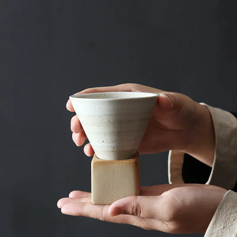 Creative Retro Coffee Cup Japanese Style Stoneware Latte Art Cup Tea Cup Household Ceramic Mug Funnel Coffee Cup Coffee Utensils