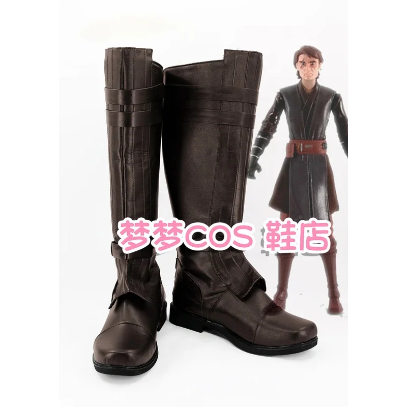 

Анакин Скайуокер Косплей Сапоги из искусственной кожи Туфли на высоком каблуке Хэллоуин Косплей Опора для взрослых мужчин