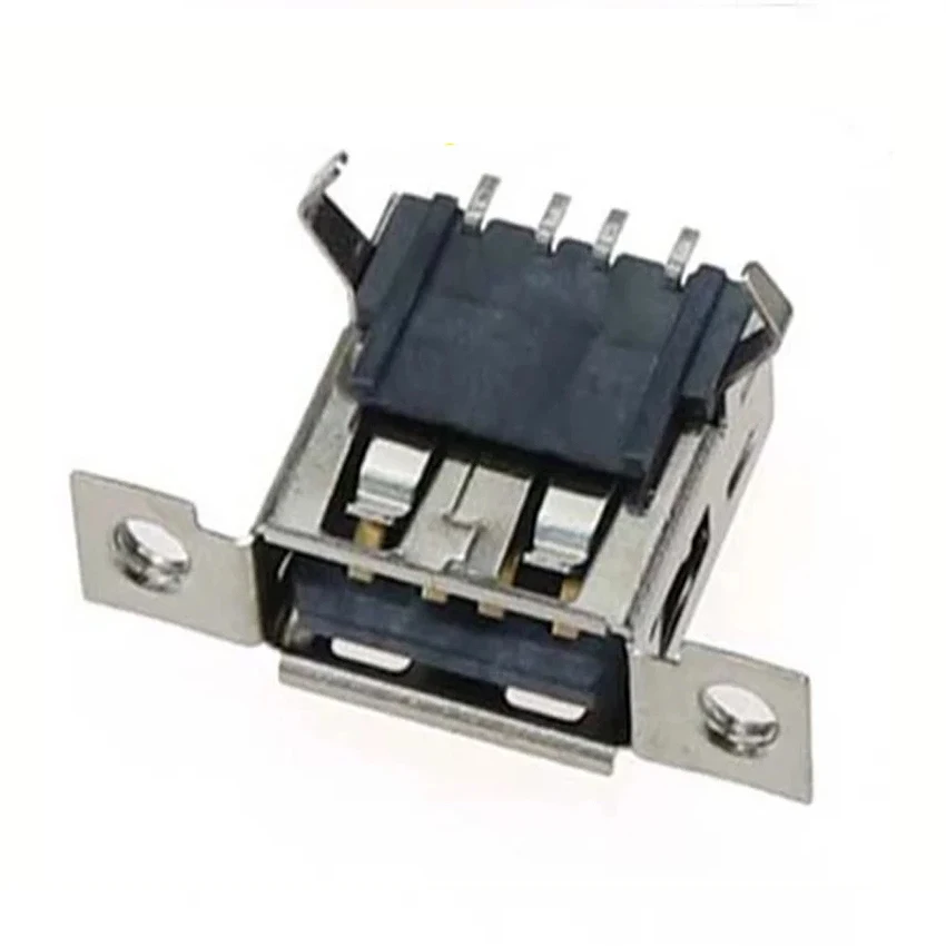 5PCS USB 2.0 A / F female seat a female SMT with screw hole 4P bent foot horizontal plug-in board with fixing hole / ear