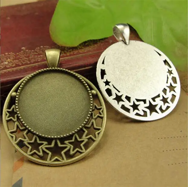 

5pcs 25mm Alloy Charm Round Star frame rim Cabochon Settings EF3821