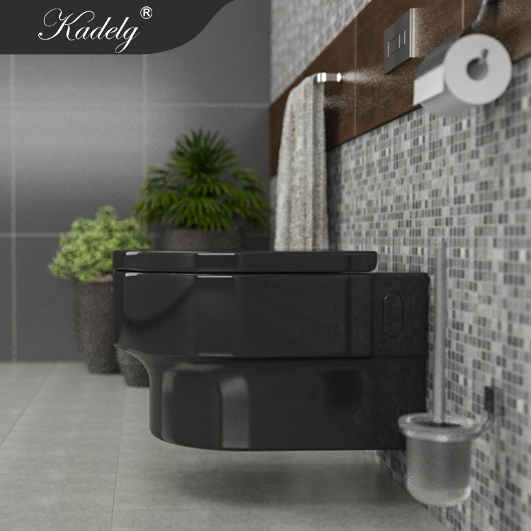 Modern Design Bathroom Ceramic Black Wall Hung Toilet