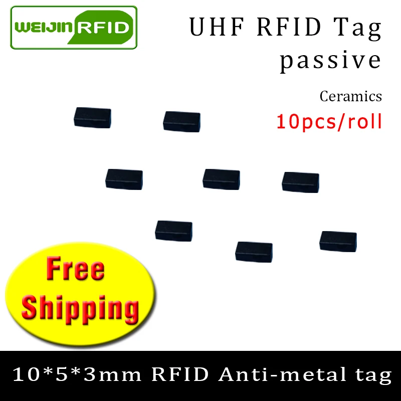 

UHF RFID anti metal tag 915m 868mhz Alien EPCC1G2 6C 10*5*3mm 10PCS very small rectangle Ceramics smart card passive RFID tags