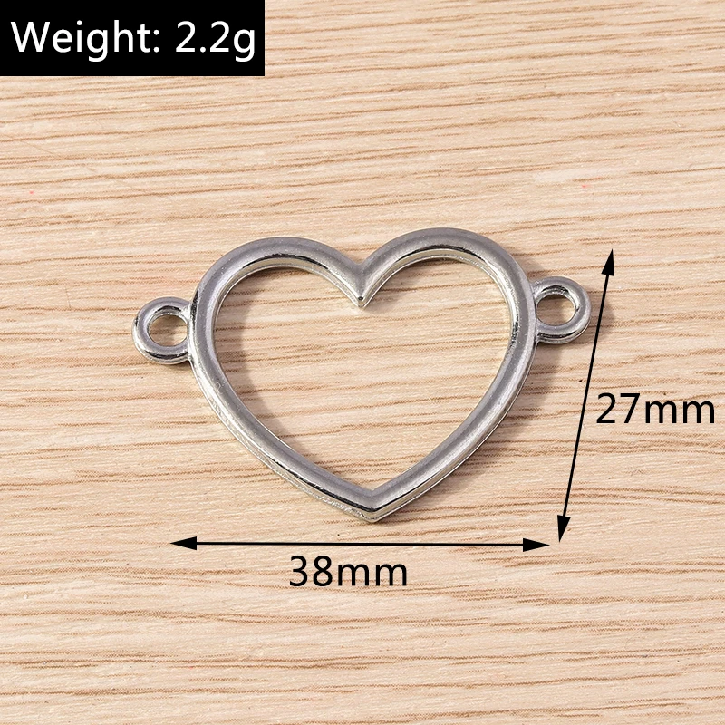 10 Stück niedliche, gemischte Herzanhänger aus Legierung zum Basteln von Halsketten, Ohrringen, Armbändern, DIY-Handarbeiten und Schmuckzubehör – Detail 17
