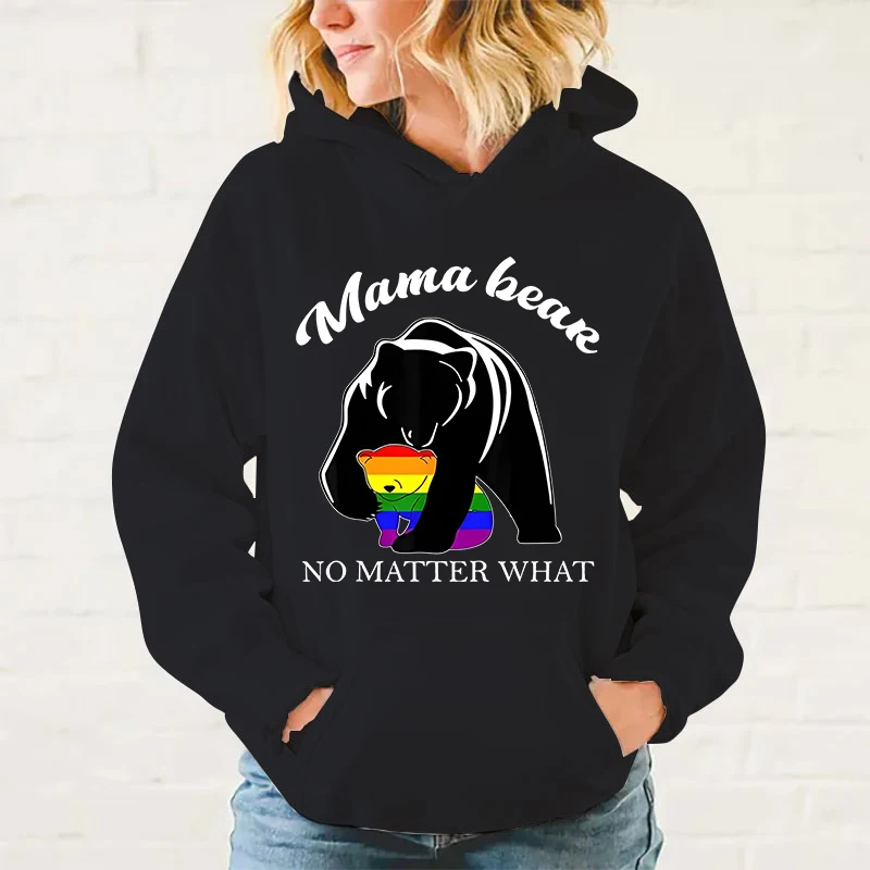 Fashion Hoodies Funny Lgbt Mama Bear Hoodie Harajuku Sweatshirts Women Long Sleeve Clothes