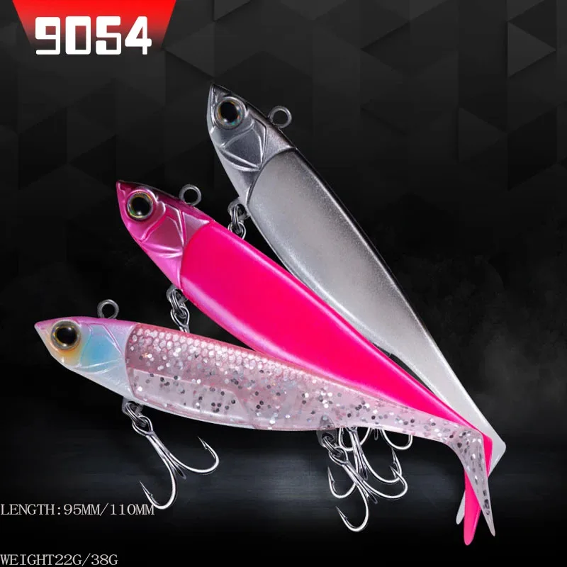 11cm/9cm T Tail Soft Lures with Leaded Head Saltwater for Megabass Perch Silicone Bait Long Shot Sinking Jigs Hook Fishing Lure