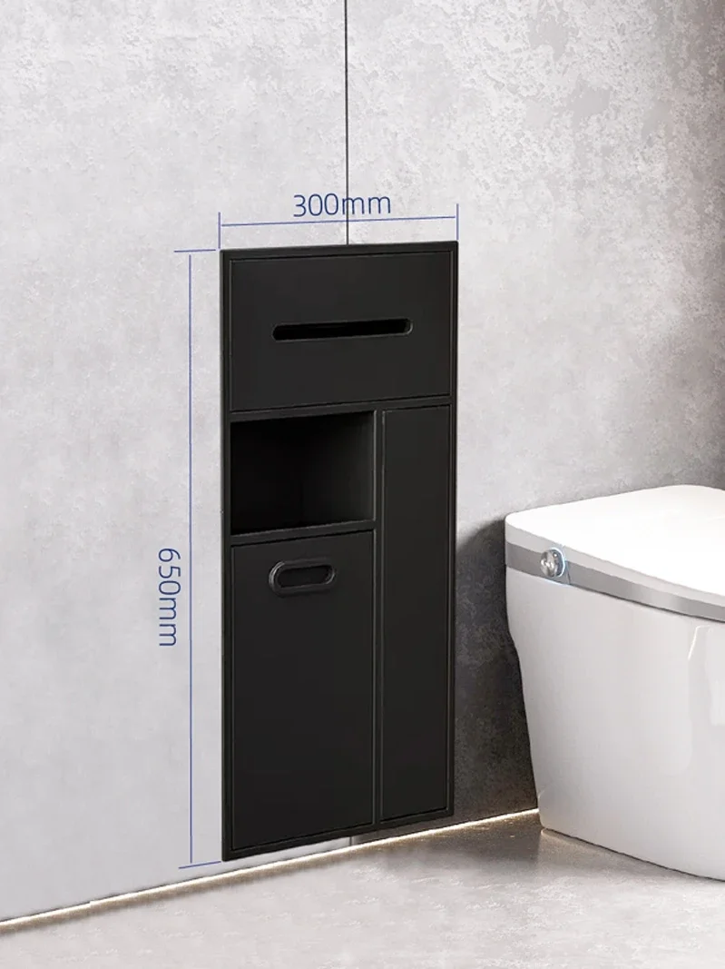 Bathroom Embedded Trash Can Niche Stainless Steel Custom Tissue Box Embedded Metal Shelf Storage Cabinet