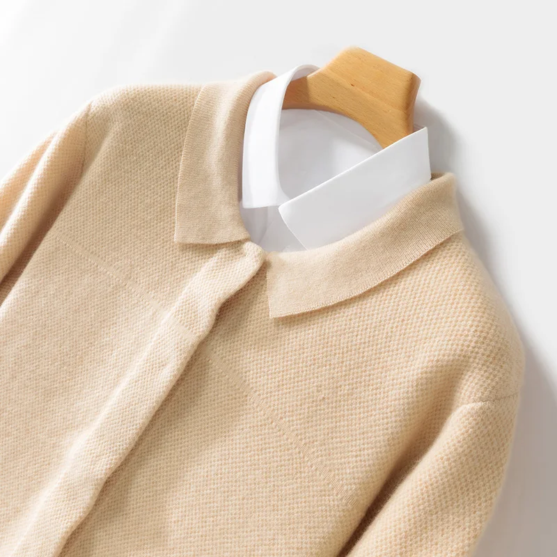 

Autumn And Winter 100% Wool Color Matching Sweater Striped Plus Size Men's Business Casual Pullover Knitted Bottoming Shirt