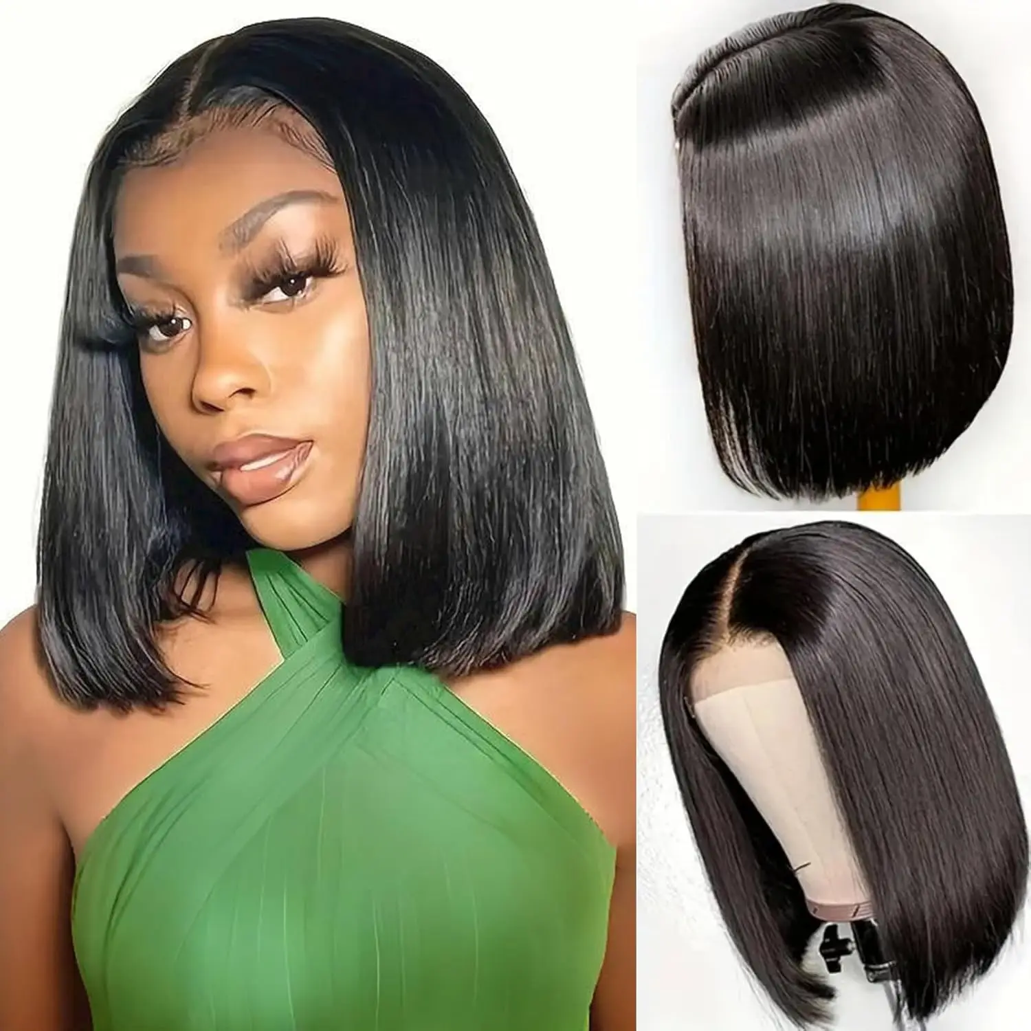 Bob Wig Human Hair 13X4 Lace Front Wig 180% Density Short Straight Frontal Bob Wig Transparent Lace Pre Plucked With Baby Hair