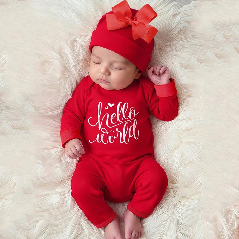 Ylsteed 2 قطعة التصوير الفوتوغرافي لحديثي الولادة طويلة الأكمام رومبير بذلة مع القوس قبعة التطريز ملابس الطفل التصوير الدعائم-HD