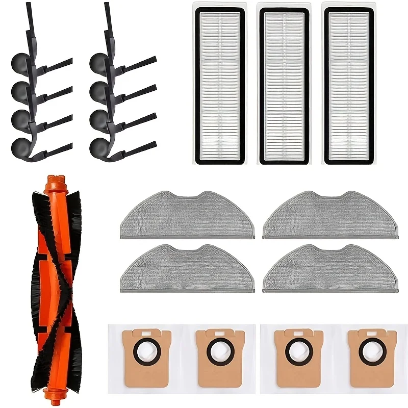 Compatible For Xiaomi RoboVac H40 Accessories | Includes 1 Main Brush, 4 Mopping Pads, 8 Side Brushes, 4 Dust Bags, 3 Filters