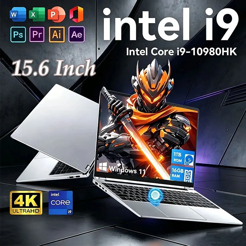 Ноутбук 2026 Windows 11 Pro 15.6 дюймов, Intel Core i9 10980HK, 16 ГБ ОЗУ, 1 ТБ/2 ТБ SSD, для офиса и игр, с разблокировкой по отпечатку пальца