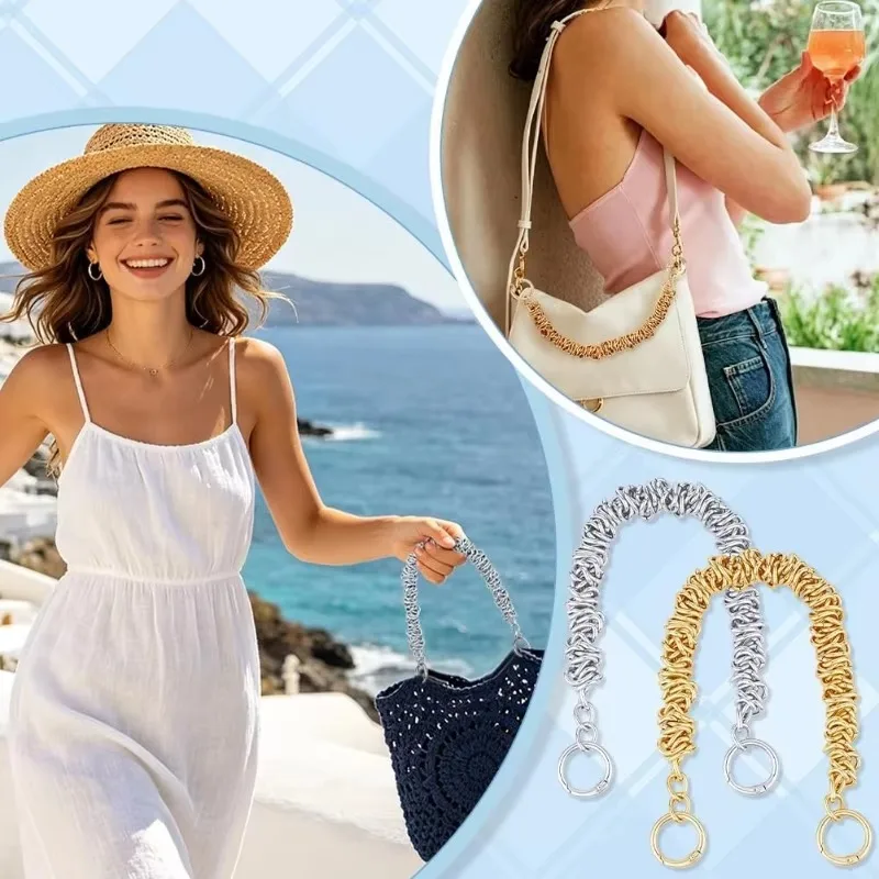 Stylish Purse Handle Chains, Shoulder Bag Strap,Bag Chain Straps Unique Purse Chain with Spring Gate Rings for Handbag Tote Bags