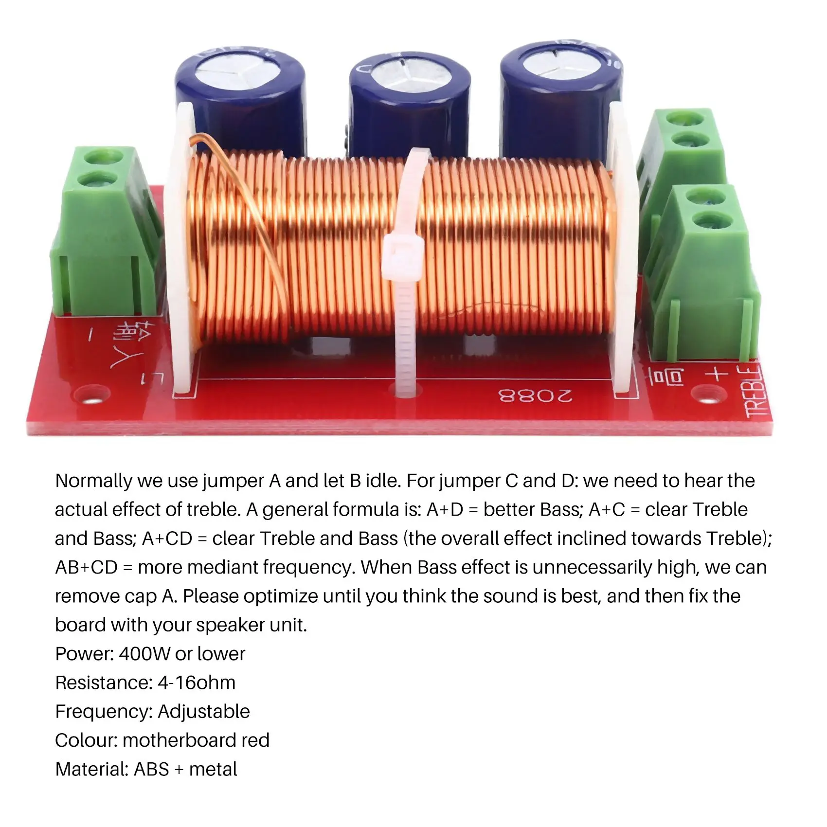 POSV-400W Altoparlante Crossover Divisore di frequenza alto-basso a 2 vie 4-16 Ohm per altoparlante