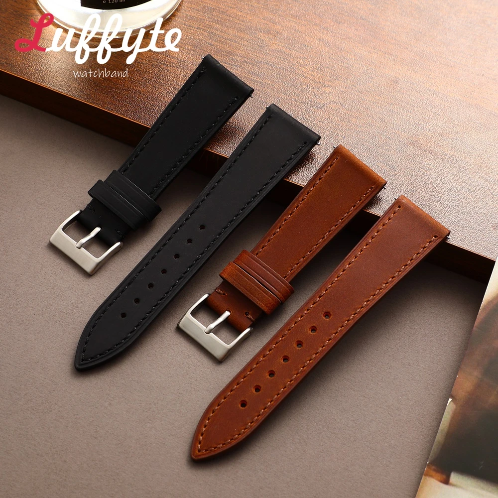 Vintage Quick Release Cowhide Watch Strap 18mm 19mm 20mm 21mm 22mm Crazy Horse Leather Wristband Watch Accessories