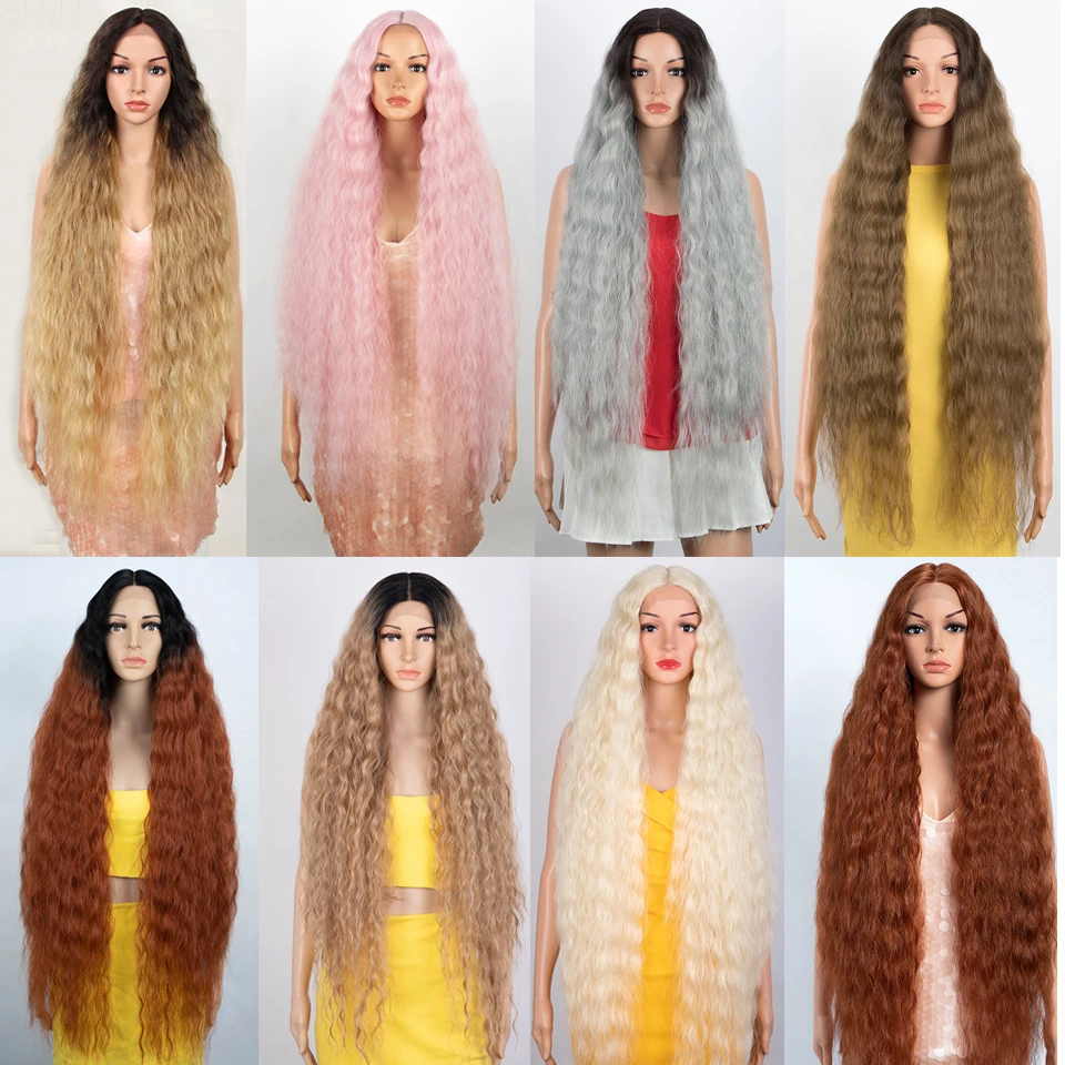 Miracle Synthetische Kant Voor Vrouwen 40Inch Cosplay Pruik Super Lange Golvende Kant Pruik Hittebestendige Ombre Blonde Pruik Krullend pruik