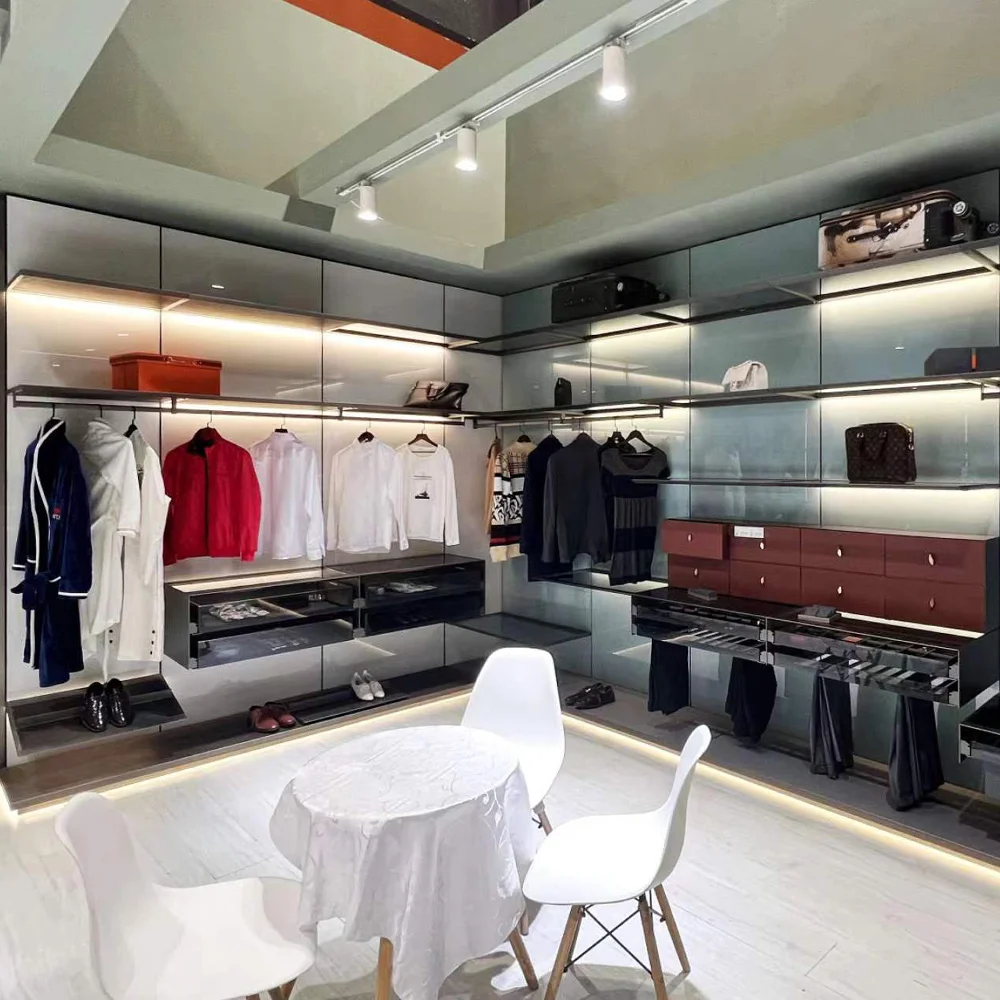 Aesthetic Slim light Big Black Foldable Extendable Storage Shelves Walk-in Closet White Solid Metal Minimalist Design Villa