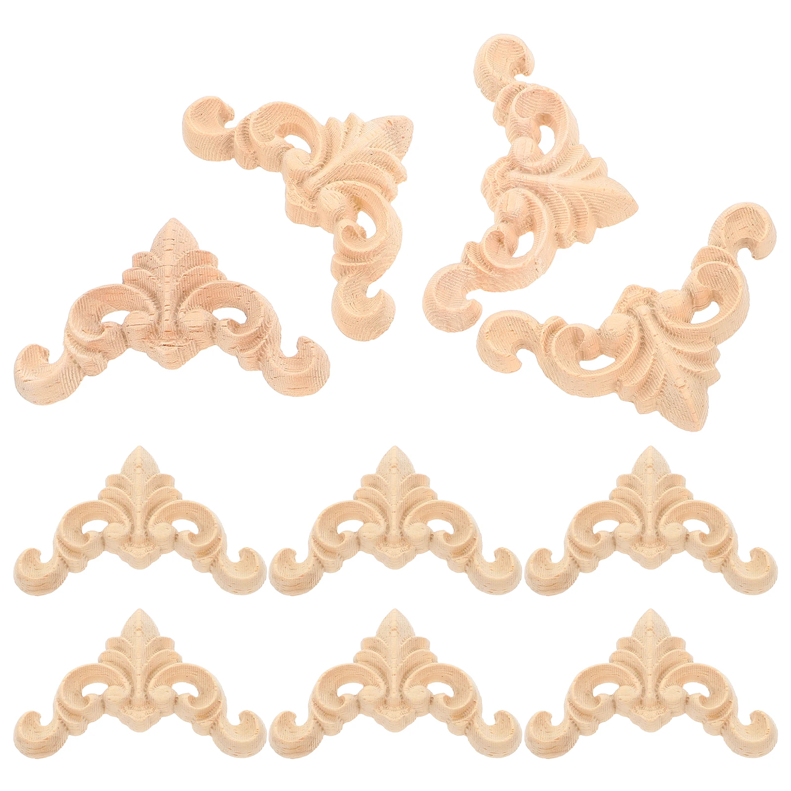

12 Pcs Home Decoration Solid Wood Carved Rose Appliques Furniture Onlay Embellishments Door Cabinet Decor Accessories Wooden