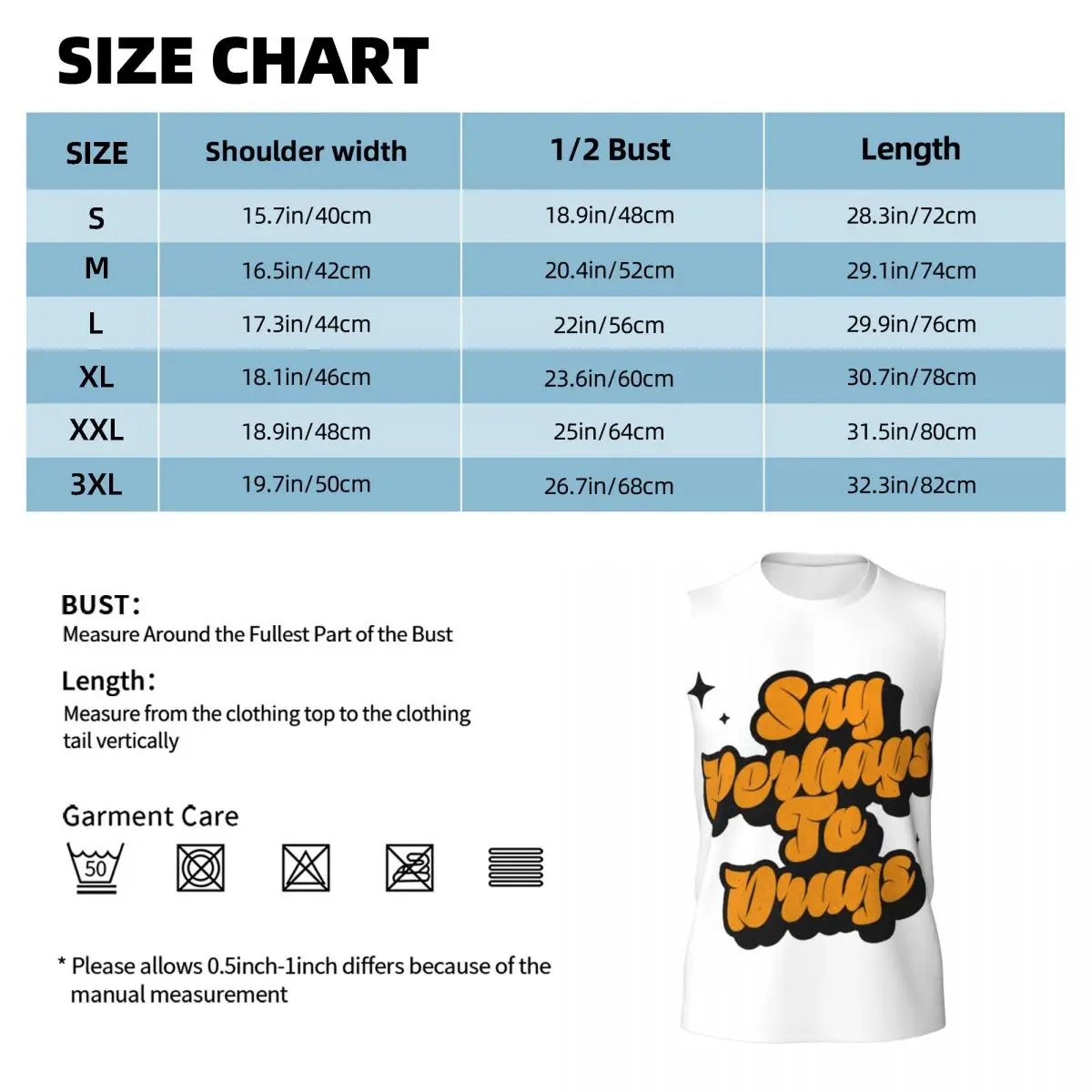 Say Perhaps To Drugs Men Printed Sleeveless T-shirt Casual Hip Hop Street Style Beach Holiday Tank Tops