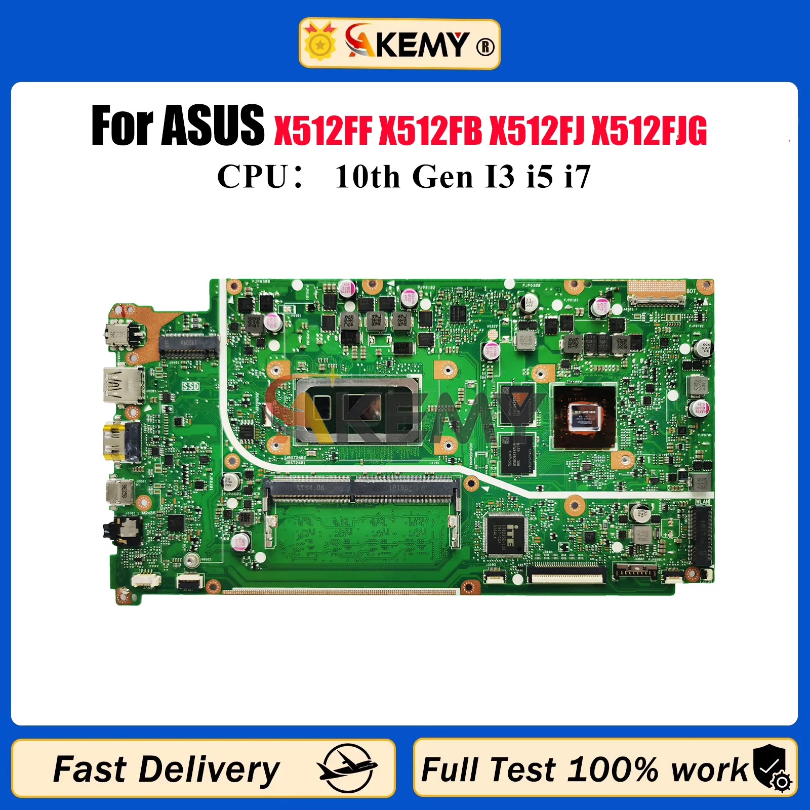 

X512FF Материнская плата для ноутбука ASUS VivoBook X512F V5000F X512FF X512FB X512FJ X512FJG X512FL X512FLC Материнская плата 10-го поколения I3 i5 i7