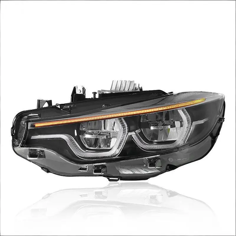 12V new LED headlights, yellow and white DRL 6000 lumens 36W sports style, fast installation, universal front lighting component