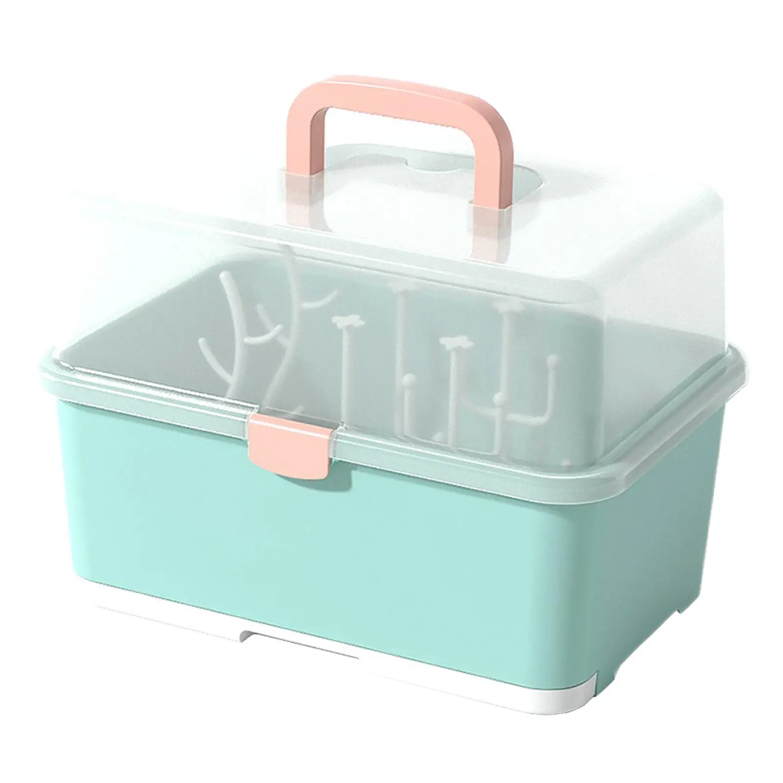 Large Capacity Baby Bottle Drying Rack Storage Box Portable Tableware Organizer for Pacifier Nipple and Cup