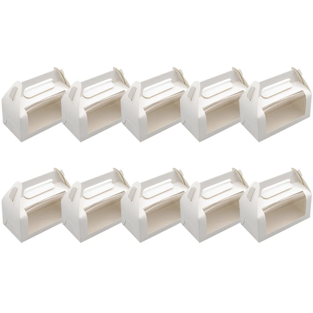 10 Pcs Cake Roll Boxes Sturdy Transparent Window Packaging Containers for Home Party Cupcake Delivery Safe No Odor Premium Paper