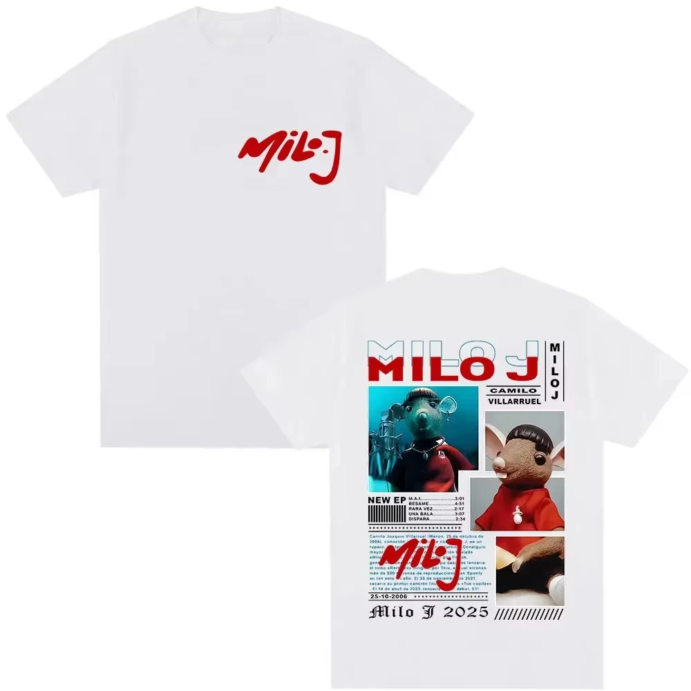 Milo J (Camilo Villarruel) 2026 New La Vida Era Más Corta Tour Graphic Print Pure Cotton Retro Fashion Summer T-Shirt