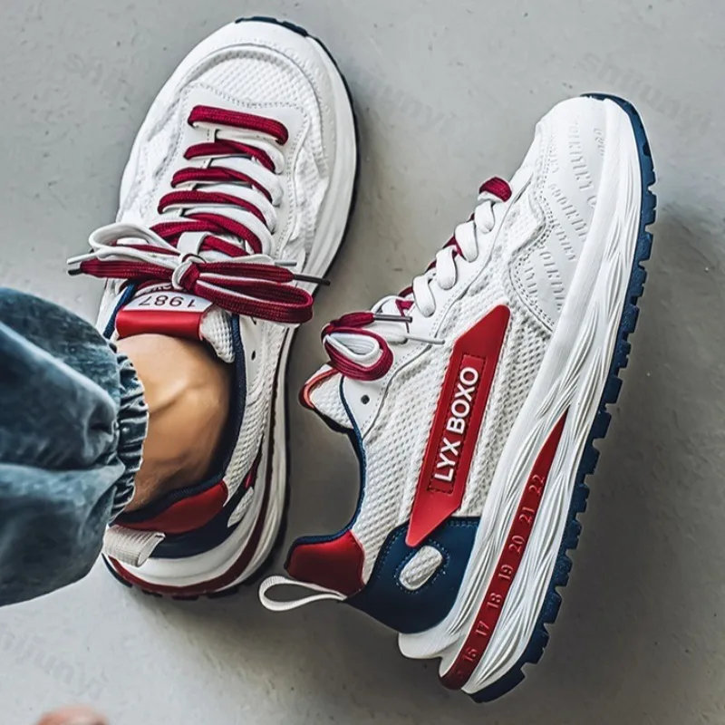 

Niche Design Mesh Breathable Low Top Thick Soled Casual Shoes for Men 2025 Autumn Fashion Versatile Comfortable Chunky sneakers