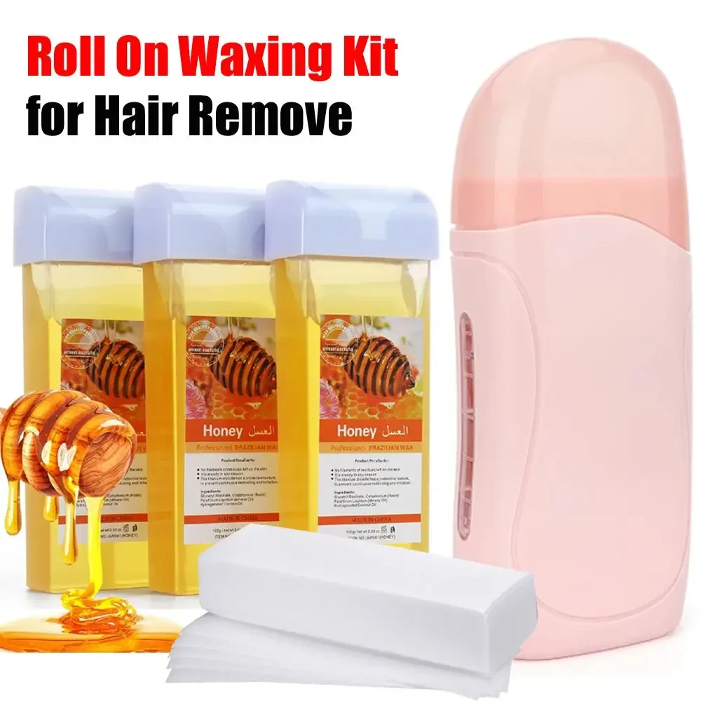 【جديد! حار 】 مجموعة شمع رول أون مع سخان - خراطيش إزالة الشعر للجنسين مجموعة تدفئة كريم مزيل الشعر الساخن للجسم والوجه #3
