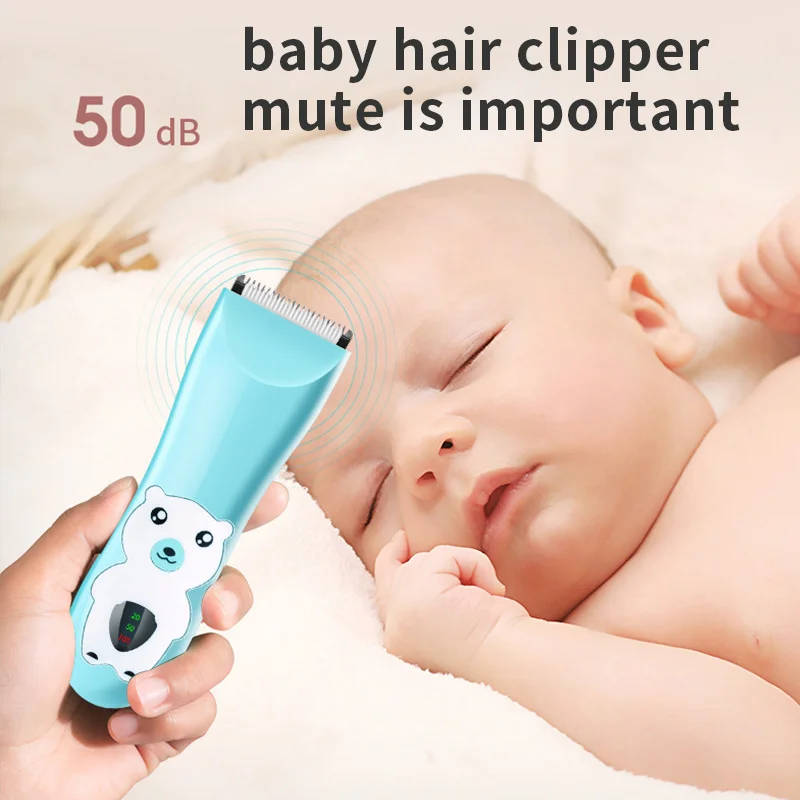 Ultra Quiet Baby Hair Clipper Rechargeable Waterproof Hair Cutter 2pcs Guide Combs Lower Noise Haircut Trimmers for Children