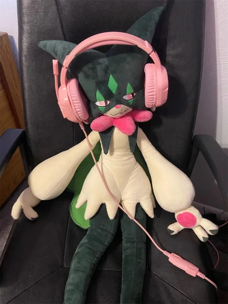 New Kawaii 80cm Meowscarada Plush Doll Anime Animal Stuffed Model Soft Toy Throw Pillow Room Decoration Peripheral Trendy Gifts
