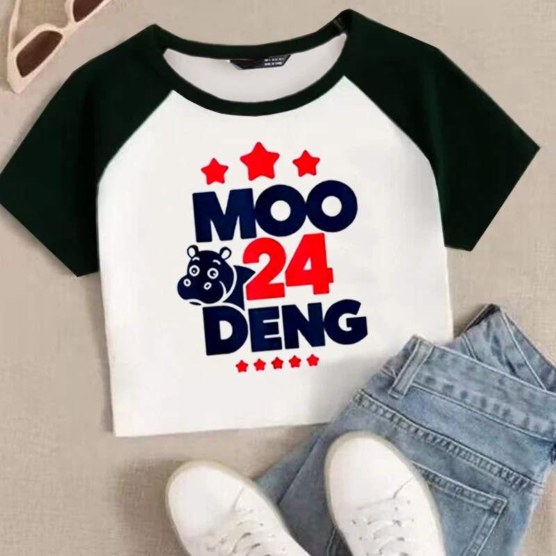 2024 Moo Deng Crop Top, Cute Dwarf Hippo Moo Deng Crop Top, Hippo Lovers, Stylish Sexy Crop Top, Moo Deng Pink Streetwear