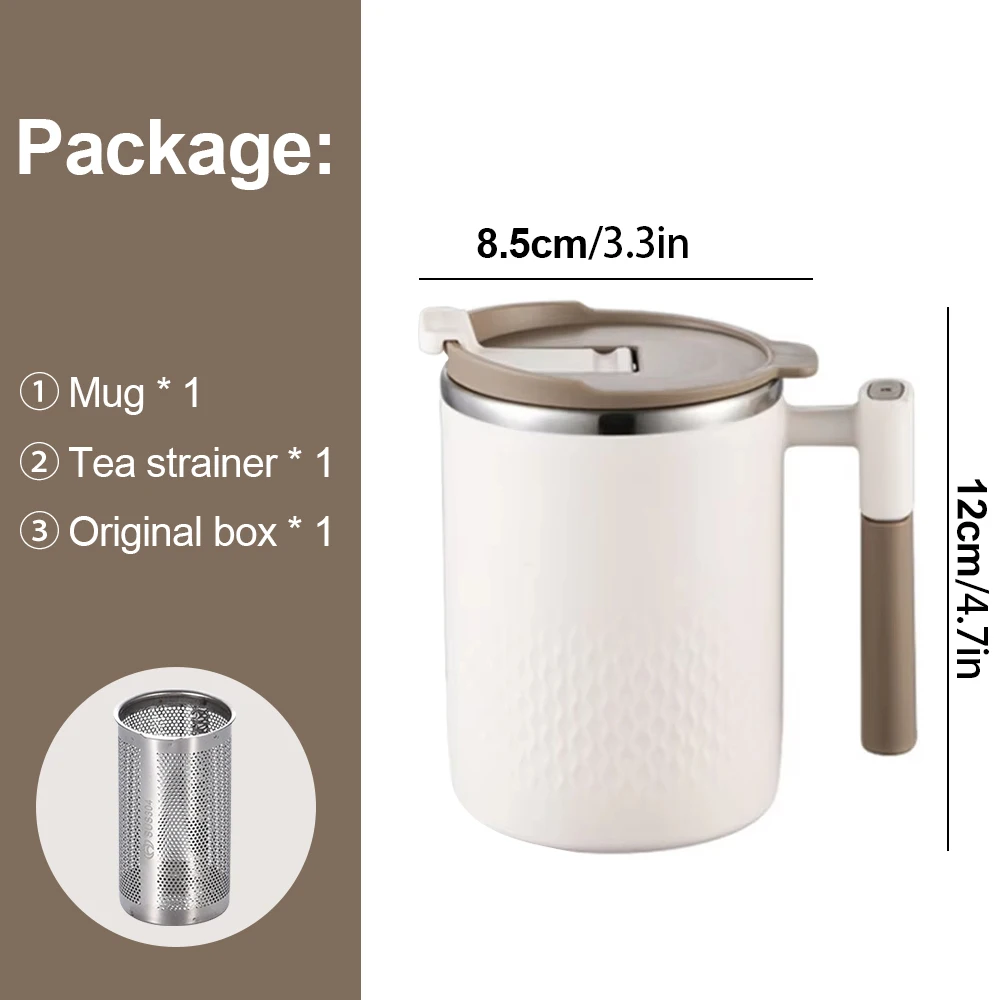 450ML Tea Cup with Infuser Coffee thermo Mug For Office Leakproof Tea Milk Cup Stainless Steel Liner Drinking Cup Drinkware