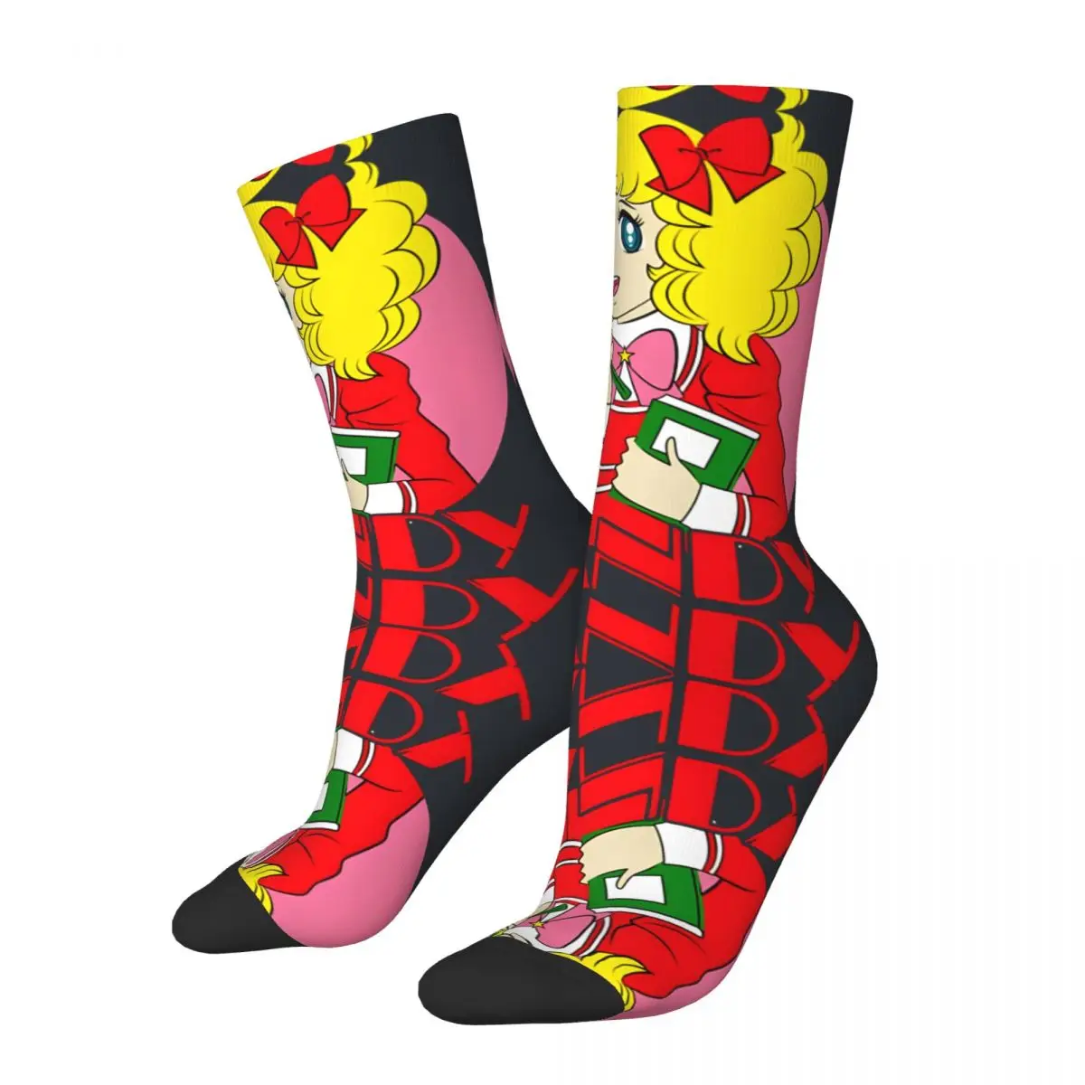 Funny Anime Japan Sock for Men Hip Hop Harajuku Candy Candy Happy Quality Pattern Printed Boys Crew Sock Novelty Gift fugees