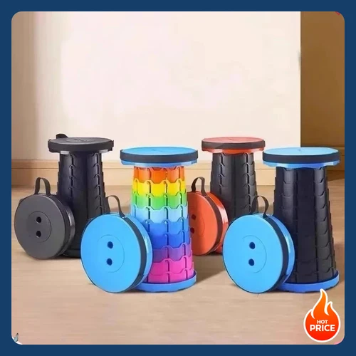 Imagen 2 del producto Silla telescópica plegable de plástico portátil y liviana popular: taburete compacto de altura ajustable, perfecto para pescar y acampar