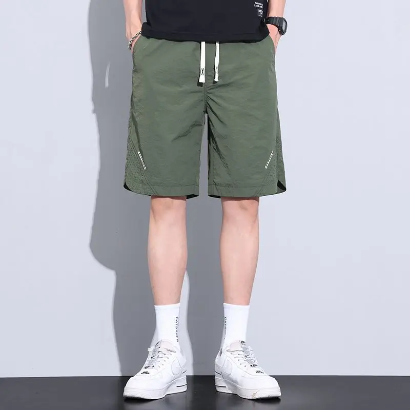 

Брюки из ледяного шелка мужские, шорты для бега большого размера, летние тонкие, дышащие, повседневные, свободные, дышащие, сетчатые, быстросохнущие, sp