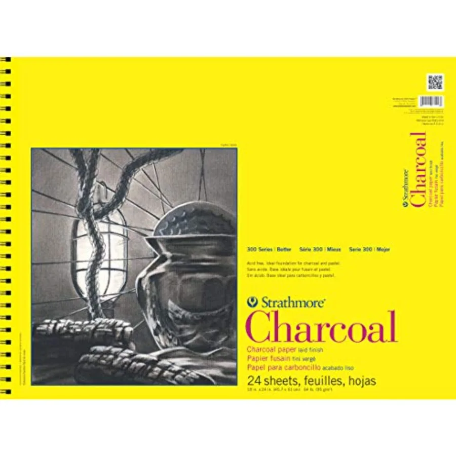 

300 Series Charcoal Paper Pad Top Wire Bound 18x24 inches 24 Sheets 64lb/95g - Ideal for Artists and Students Engaged in Sketch