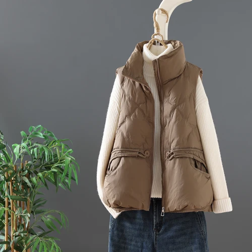 보온 조끼 여성용 가벼운 보온 스탠드 칼라 조끼 베스트 자켓 여성용 가벼운 스탠드 칼라 조끼 베스트 자켓 조끼 베스트 자켓 조끼 