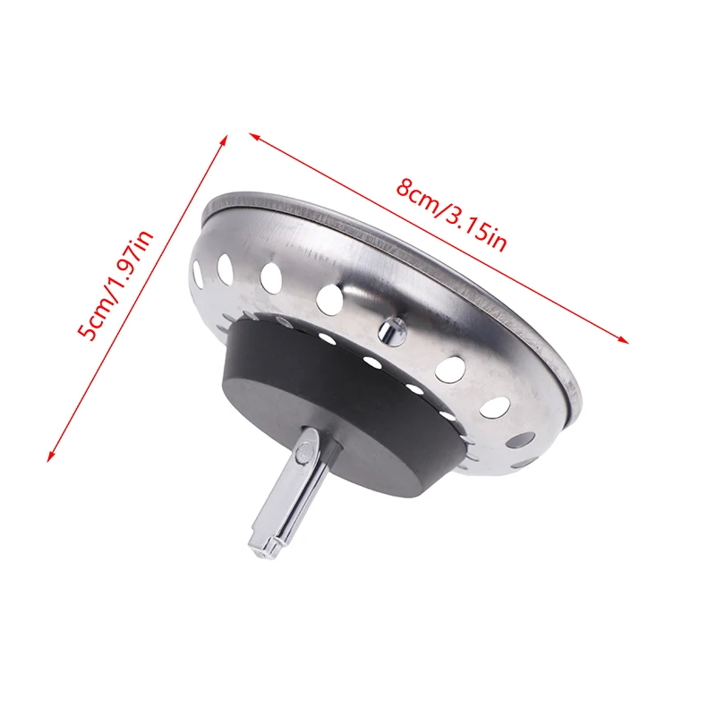 Kitchen Sink Strainer Stopper Combo Basket Replacement For 3-1/2 Inch Drain Stainless Steel