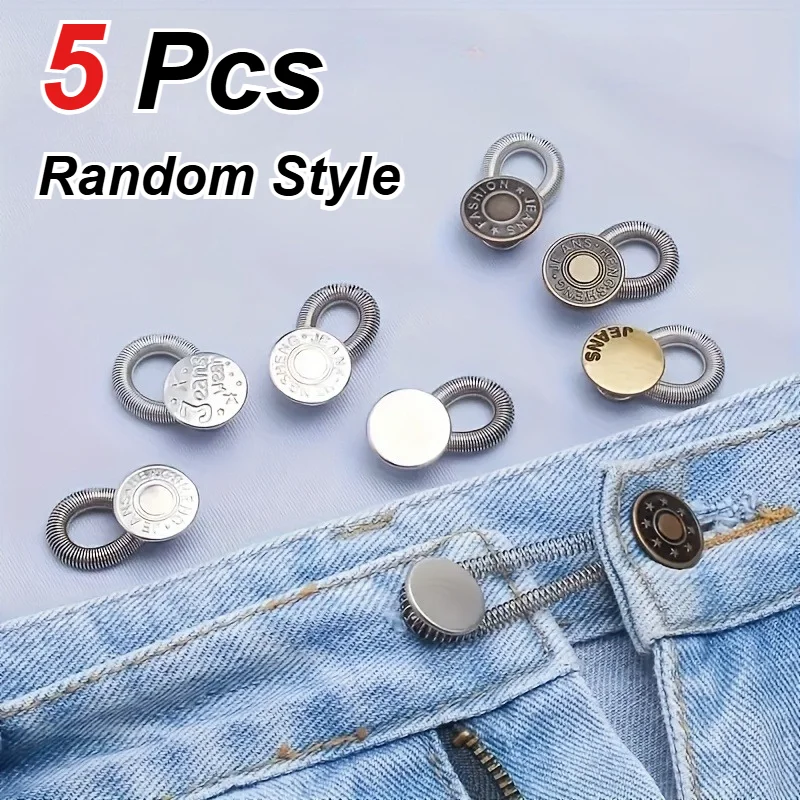 5 PCS Random Button Extender ,for Jeans , Detachable, Adjustable, Stretchable Waist Extender, Metal Expansion Waist Button