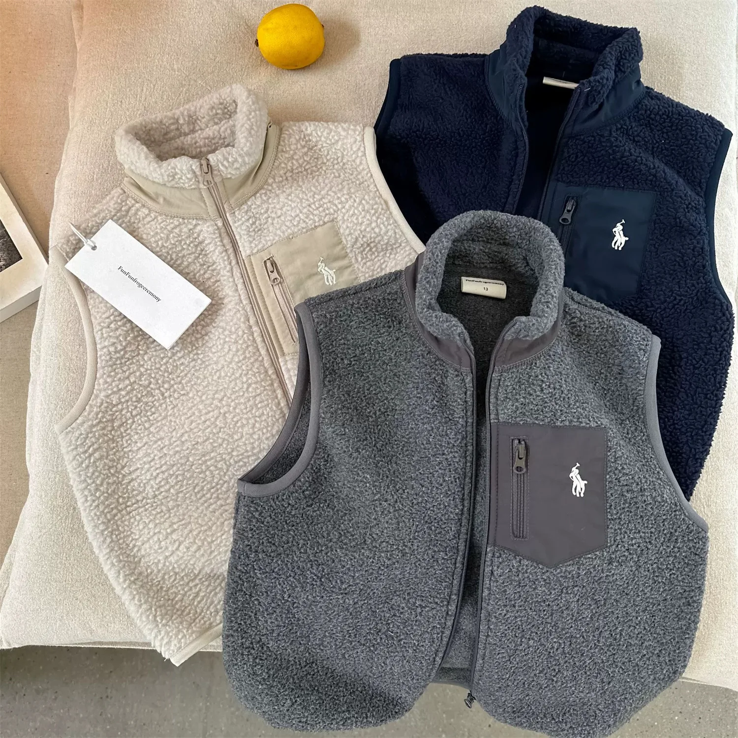 Chaqueta de lana para niños para invierno, marca de moda para niños, jersey de felpa de doble cara, chaleco grueso de tamaño bebé, abrigo para niño grande