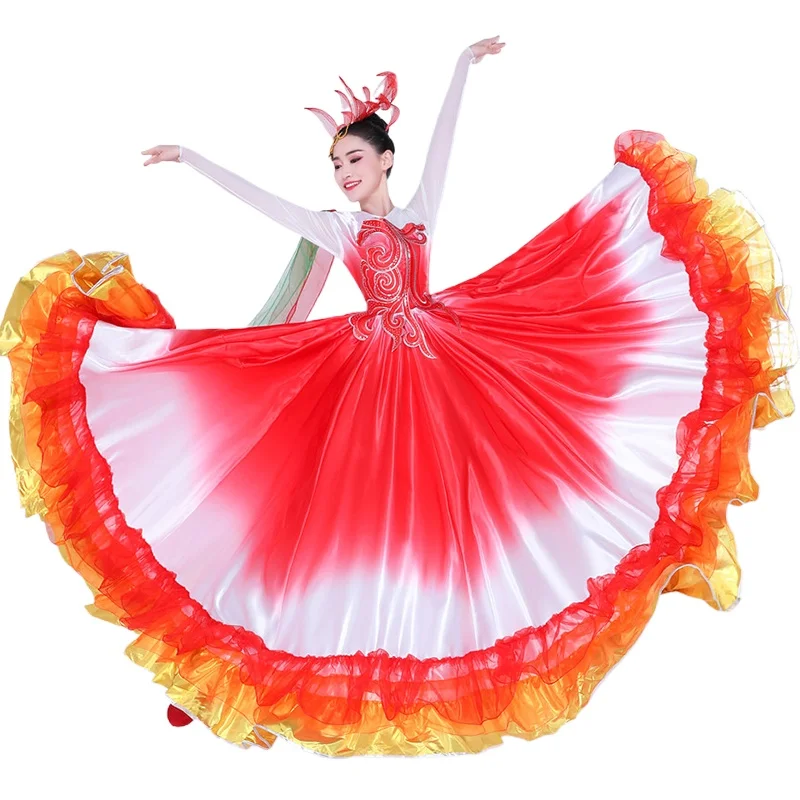 New 360/720 Degree Spain Flamenco Dance Dress Women Waltz Ballroom Gypsy Opening Dance Big Swing Skirt Stage Performance Costume