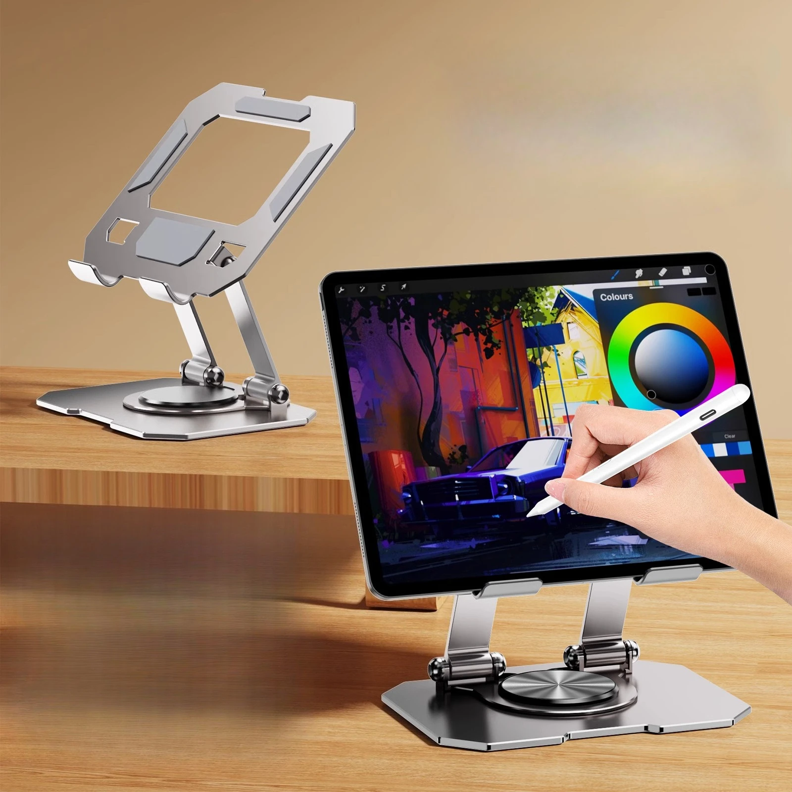 360° Rotatable Tablet Stand Adjustable Foldable Desktop Stand Holder Compatible For iPad Pro/Air/Min Tablet Bracket