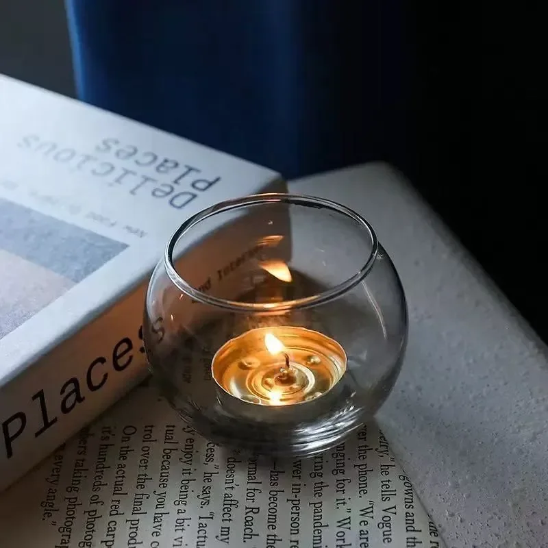 Creative Round Glass Candle Cup Transparent Aromatherapy Empty Cup Christmas Candle Container Ornament m
