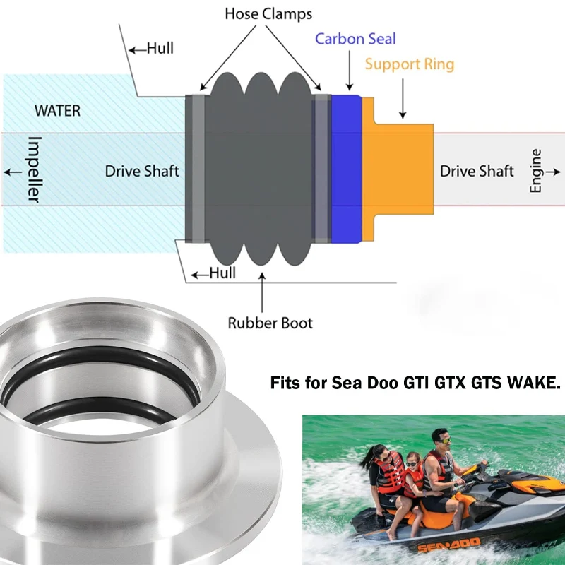 4-TEC Drive Shaft Carbon Ring Seal Drive Line Rebuild Repair Kit Fits for Sea Doo GTI GTX GTS Wake